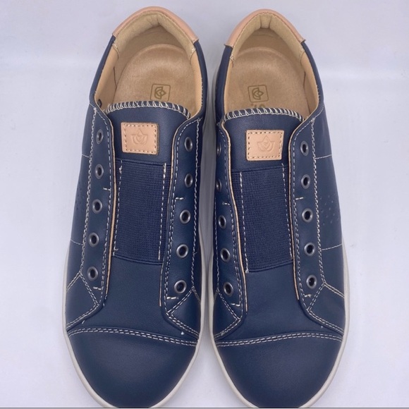 Spenco Malibu Lux Leather Slip On Sneaker Ink Blue Size 8.5 Wide Comfort Shoe - Picture 3 of 6